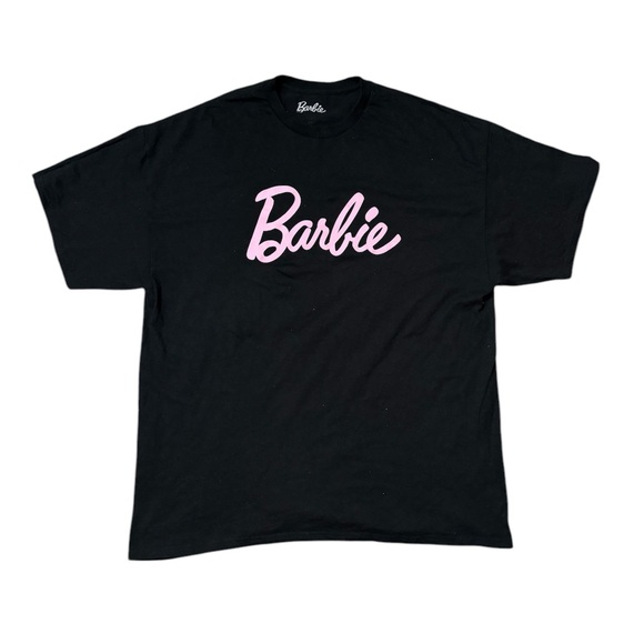 Barbie Men’s Shirt Black with Pink Writing - Picture 1 of 1